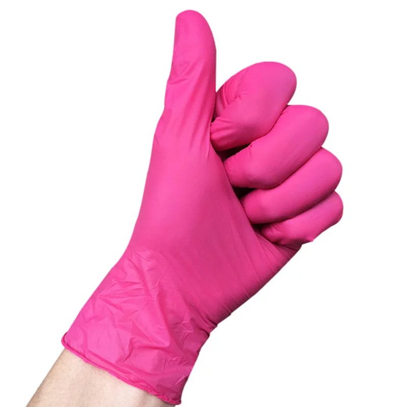 Disposable Nitrile Gloves XS Allergy Free Protect Safety Hand Gloves for Work Kitchen Dishwashing Mechanic Pink Black disposable gloves,nitrile gloves,dishwashing gloves,protective gloves,cleaning gloves,safety gloves