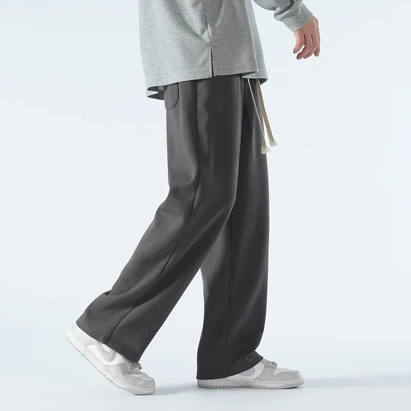 Wide Leg Pants Wide Leg Sweatpants New Cotton Fabric Men's Casual Pants Wide Leg Straight Loose Outdoor Sweatpants Neutral High-quality Soft Long Baggy Trousers