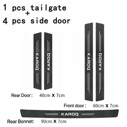 Carbon Fiber Door Sill Protectors - Black Anti - Scratch Guard Stickers - Four Seasons (5pcs Karoq)