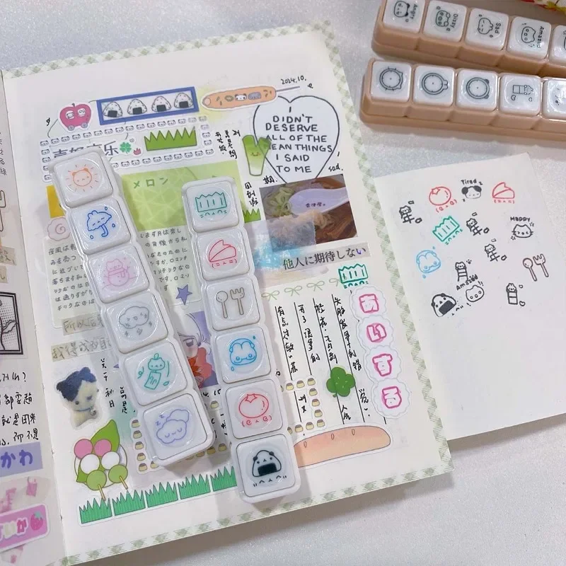 Timbri decorativi per scrapbooking Timbri Kawaii Cancelleria per diario Planner Arti Album di artigianato fai da te - immagine 2