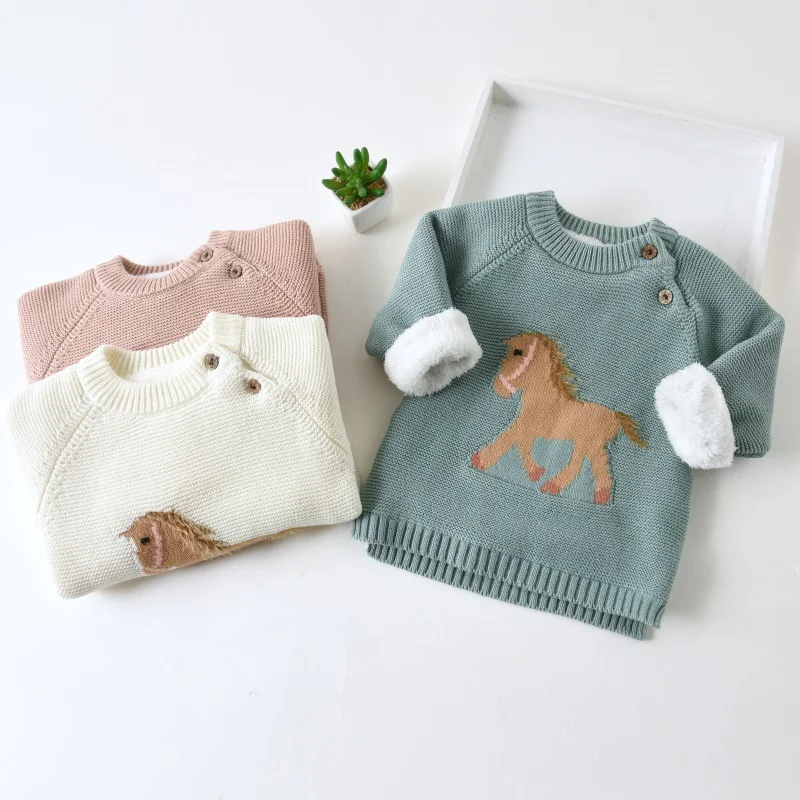 

Children's Sweater Christmas Deer Pullover Knitwear Fall New Kid Colorful Striped Sleeve Knitted Sweater 3-7 Years Old