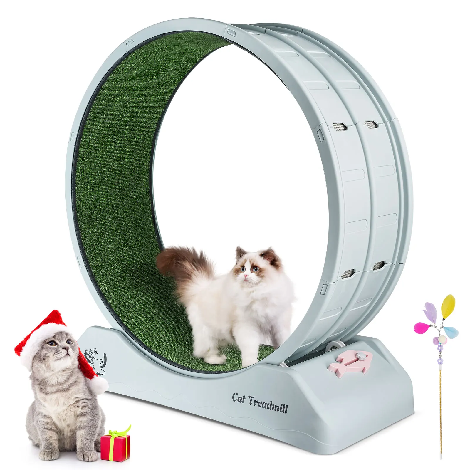 

Cat Treadmill Wheel Exerciser for Kitty’s Longer Life Interesting Products Cat Running Wheel With Carpeted Runway Cats Toys Pet