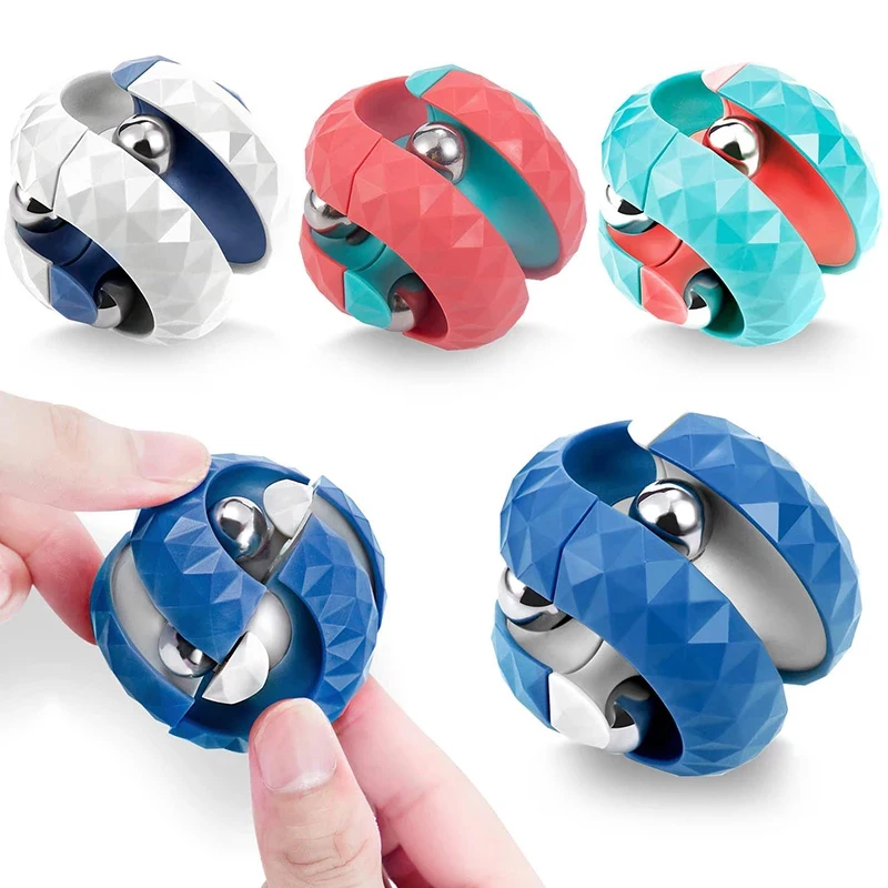 Unique Orbit Ball Fidget Spinning Toy Novelty Beads Track Infinity Cube Creative Anxiety ADHD Stress Relief Gifts Kids Adults