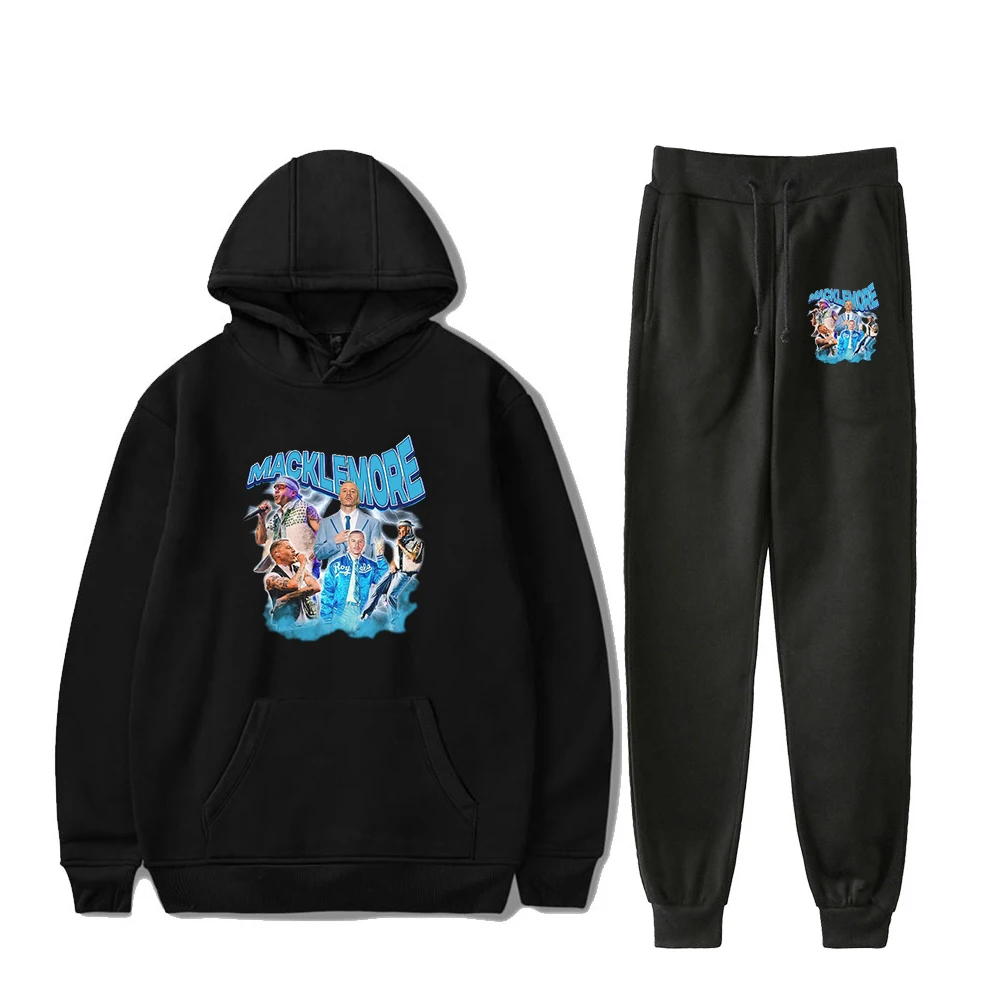 

Macklemore Merch Hoodie Jogger Pants Two Piece Set Sweatshirts+Sweatpants 2024 Tour Rapper Graphic Women Men's Set