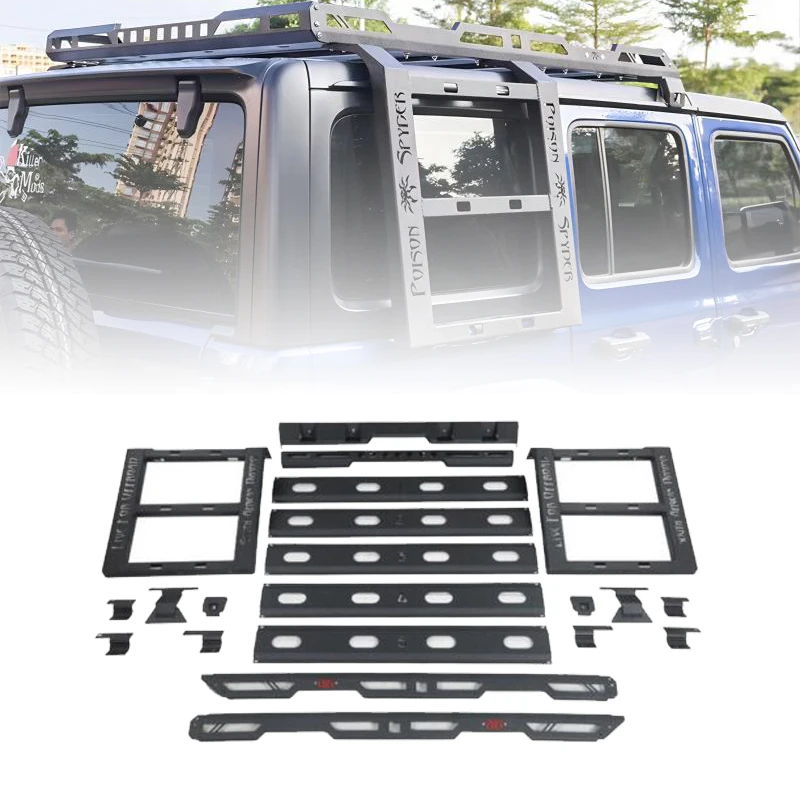 

2/4 Doors Steel Roof Rack Cargo Basket with 2 Side Ladder for Jeep Wrangler JK JL 2007-2022