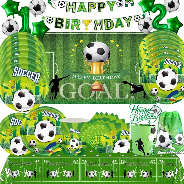 Tema calcio calcio bambini ragazzo festa di compleanno decorazione tazza  piatto tovagliolo Banner bottino borsa tovaglia palloncini forniture per  feste Set - AliExpress