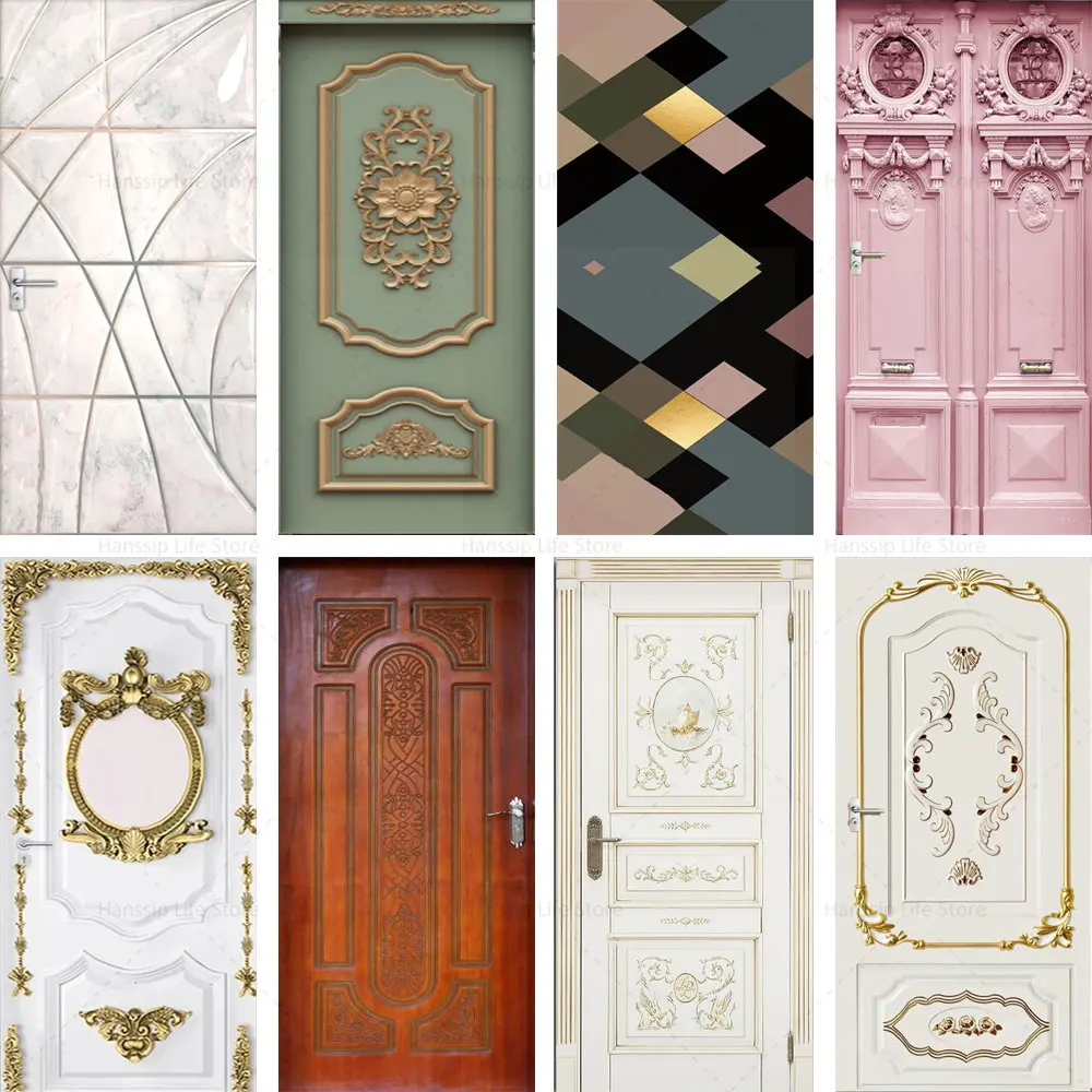 

Retro Door Stickers Solid Color Home Decoration Door Paper PVC Waterproof Self-adhesive Do Old Style Bedroom Door Stickers