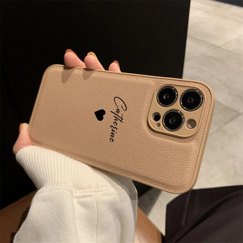 Personalized Luxury Leather Smartphone Case with Custom Name Engraving - Premium Gift Cover