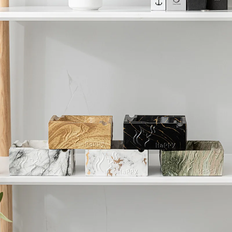 Silicone ashtray Creative Square Ashtray Resin Marble Cigar Thin Smoke Storage Box Anti-fly Ash Living Room Decoration Home Decoration Ornaments
