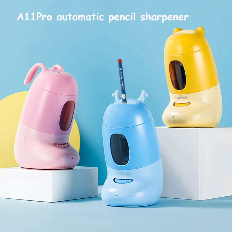Tenwin A11Pro 자동 연필 샤프너 프로, 귀여운 부츠 스타일, 대용량 배터리, 학교 연필 샤프너, 전기 자동
