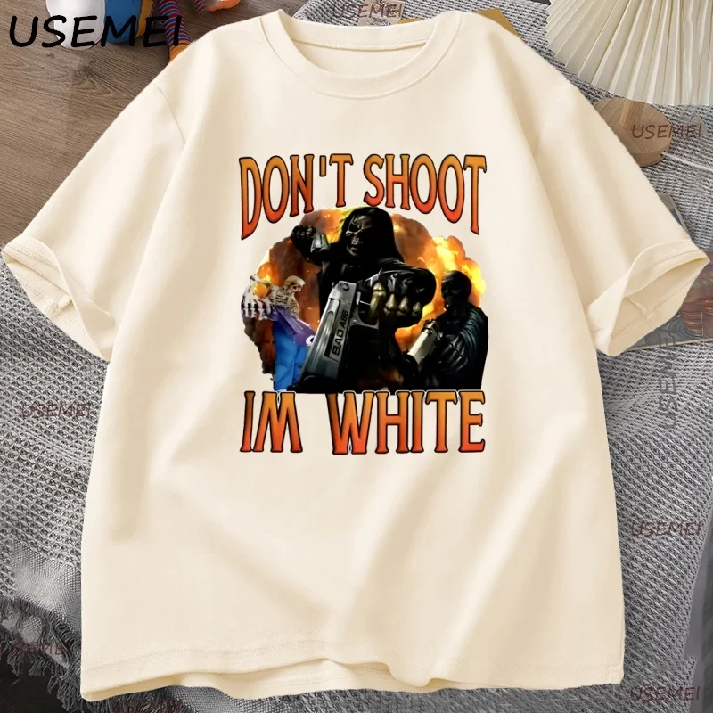 Playful Don't Shoot Graphic Unisex Vintage T-Shirt – Casual Humor Short Sleeve Streetwear Tee