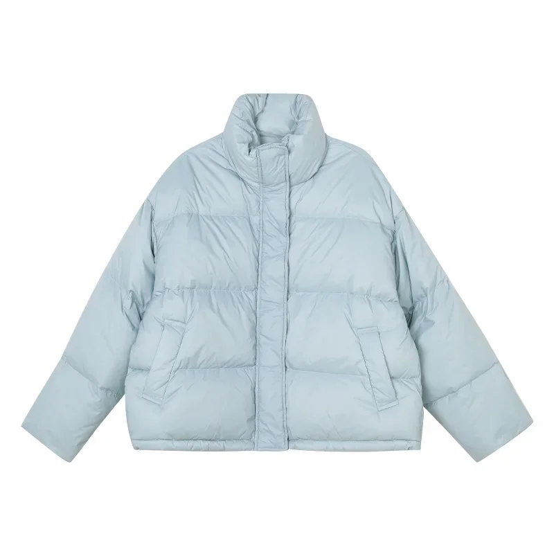 Short Down Coat Women Stand Collar Jackets 90% White Duck Thick Winter Loose Coats Khaki Apricot Overcoats Warm Clothes Ladies