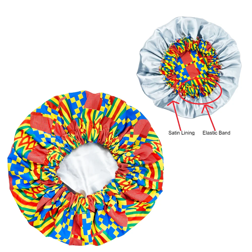 New Extra Large Satin Lined Bonnet Women Big Size Beauty Print Satin Silk Bonnet Sleep Night Cap Head Cover Bonnet Hat Wholesale