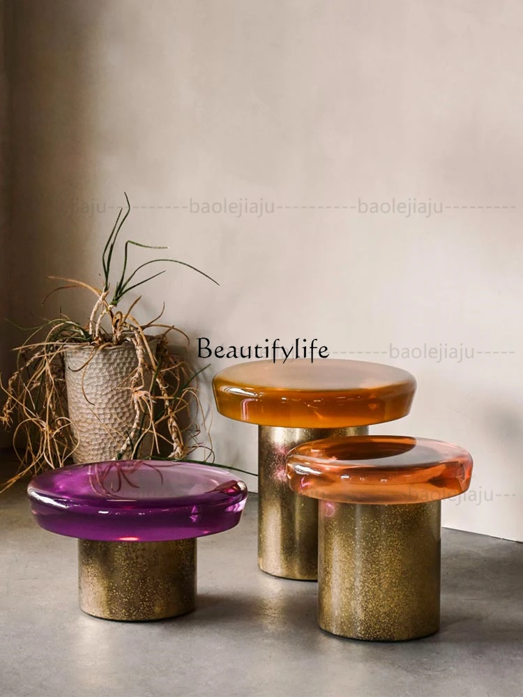 

Nordic Modern Jelly Acrylic Tea Table Designer Creative Color round Side Table Fashion