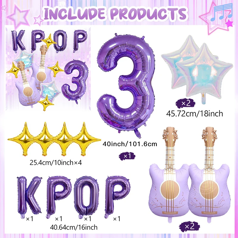 Vibrant Purple Music-Themed Party Decorations Set
