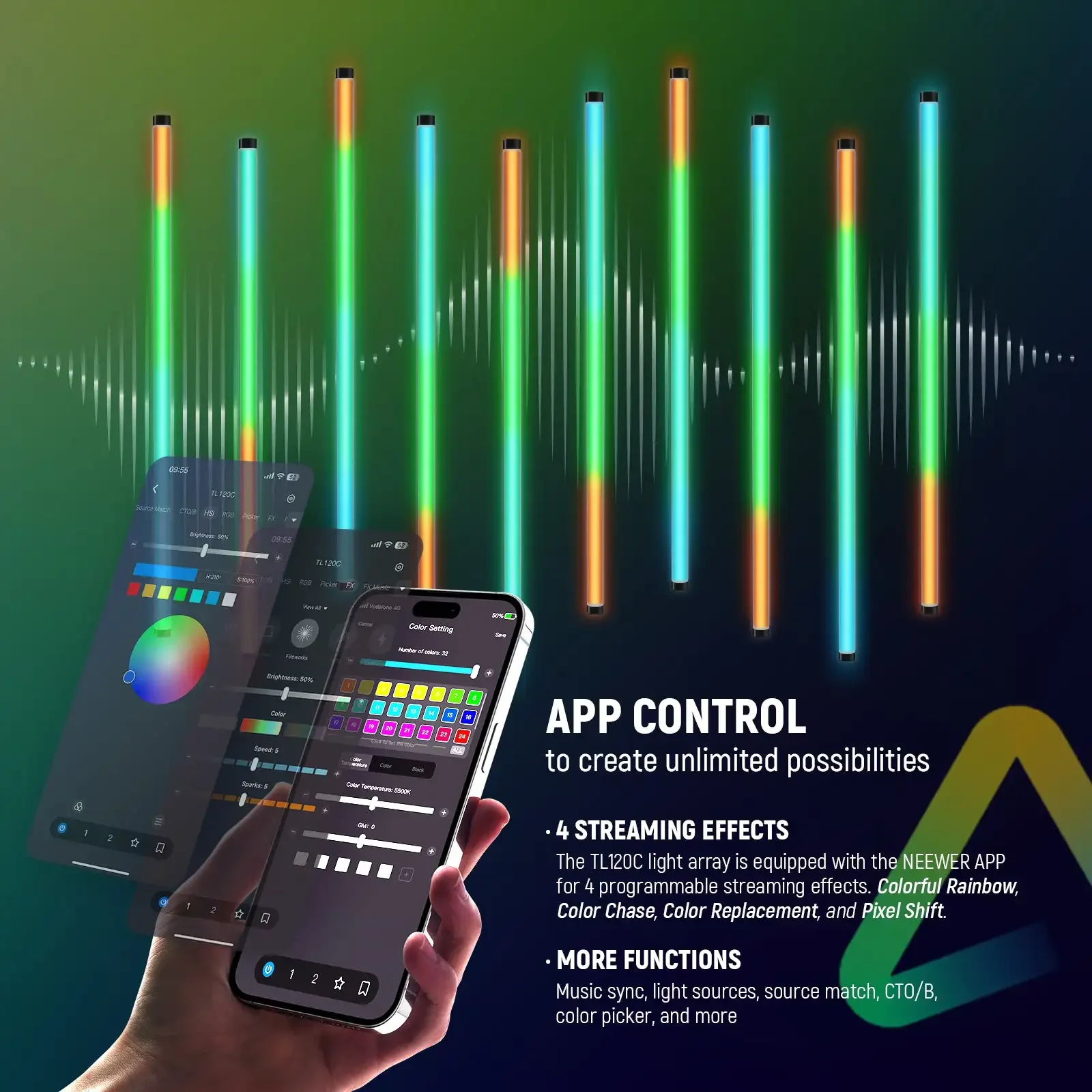 NEEWER RGB LEDビデオライト スティックライト TL120C Amazon.com: NEEWER TL120C RGB Tube Light, 42W Full Color