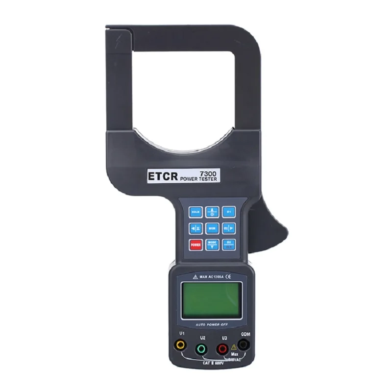 

ETCR7300 1200A 600V 720KW Large Caliber Three Phase Power Clamp Meter AC Voltage Leakage Current 200 Sets Data RS232 Interface