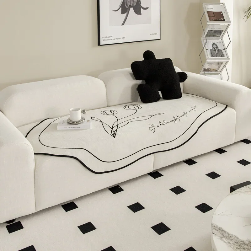 thumbnail image 1 of Funda de sofá de chenilla para sala de estar, sofás con estampado a cuadros, toalla, fundas de sofá antideslizantes, alfombrilla para sofá esquinero en forma de L, cojín para asiento, hogar moderno, 1 of 5