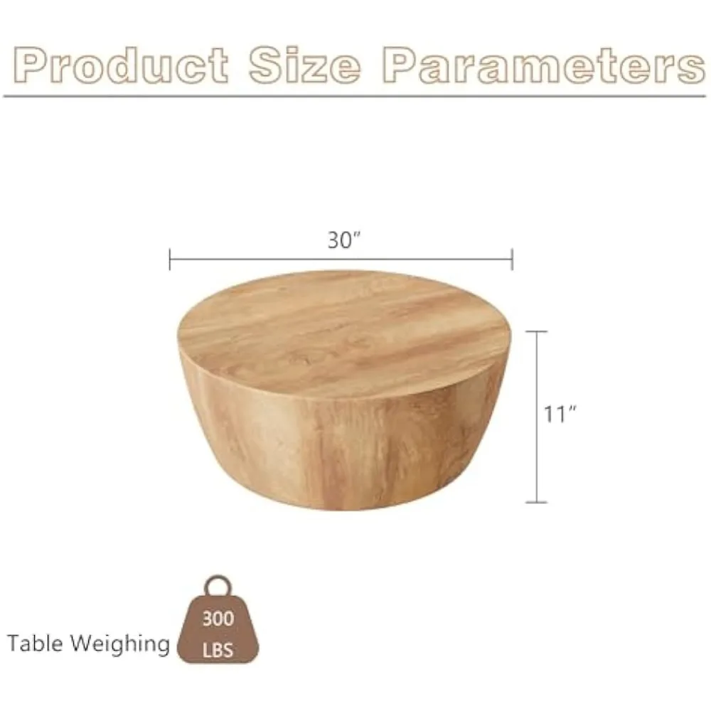 Round Coffee Table, 29.52IN Wooden Coffee Table, Reversible Round Table, Vintage Round Coffee Table Suitable for Bedroom 6