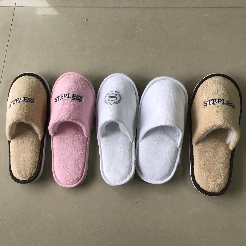 5 Pairs/Lot Winter Slippers Girls Boys Disposable Hotel Slippers Kid's Home Slides Travel Sandals Hospitality Guest Footwear