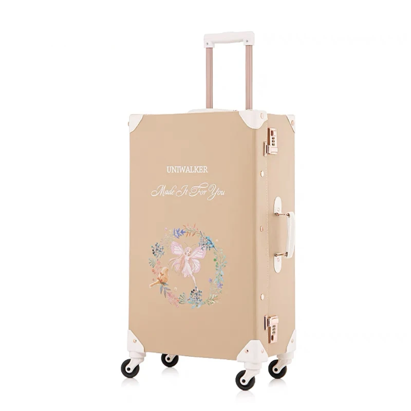 Women 2PCS/SET Vintag Travel Suitcase Rolling Luggage 12 20 24 26inch Men Fashion Trolley suitcase handbag Carry-Ons Travel Luggage