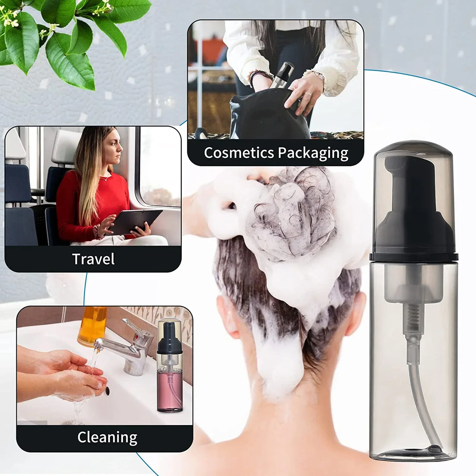 Foam pump bottle 12pcs 2oz/60ml Travel Foam Pump Bottle Lash Shampoo Bottles for Hand Sanitizer Liquid