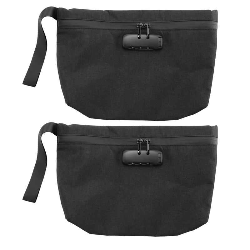 

2X Money Bag With Lock,11X7.5In Money Pouch For Travel Storage, Durable Smell Proof Bag With Zipper For Cash