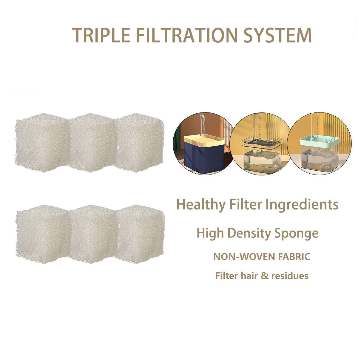 Cat Water Fountain  Activated Carbon Sponges Filters Replacement Activated  Carbon Filters Cat Water Fountain Filters Element 3