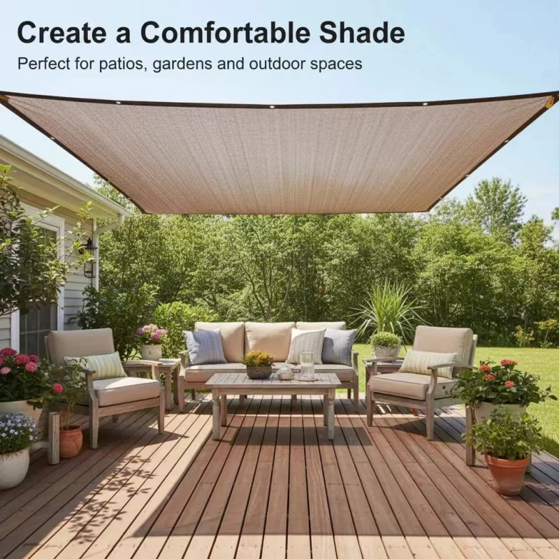Large Brown UV Protection Shade Net - Heavy Duty Breathable Outdoor Canopy Cover