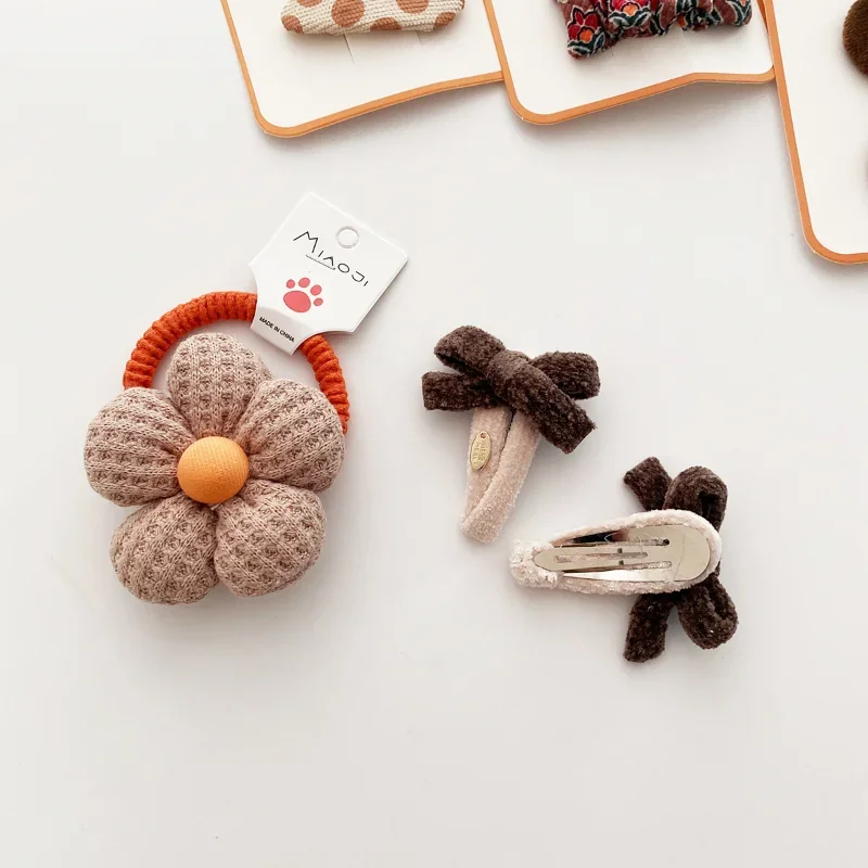Cute Korean Coffee Fabric Wave Flower Party Hairpins Kawaii Costume Headband Hair Pin for Children Baby Girls Bangs BB Clip Gift