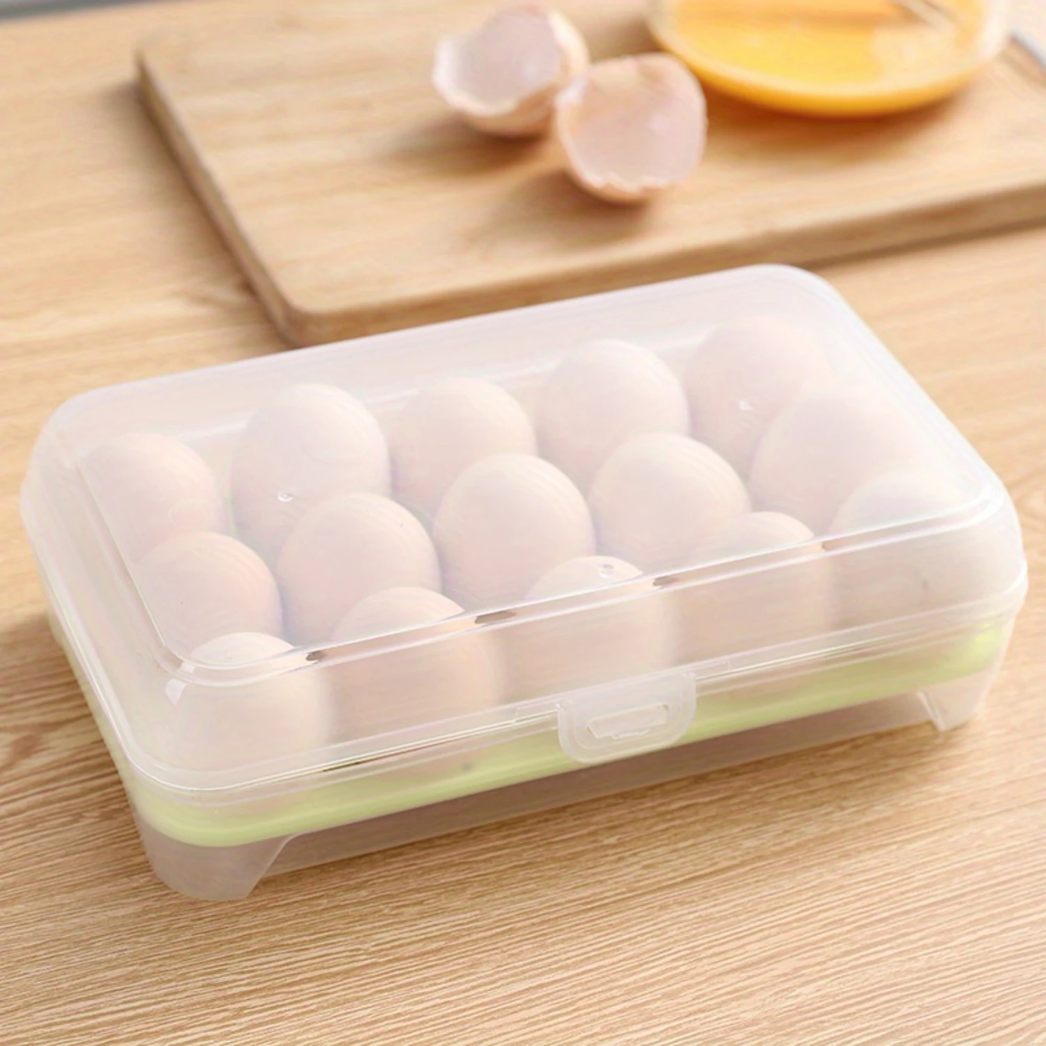 1Pc Stackable Egg Container 15-Grid Freezer-Safe Plastic Tray For Refrigerator & Organization