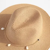 2022 Designer Chain Panama Hats For Women Fashion Shell Beach Hats Boat Sun Hats Ladies Summer Vacation Gifts Wholesale 4