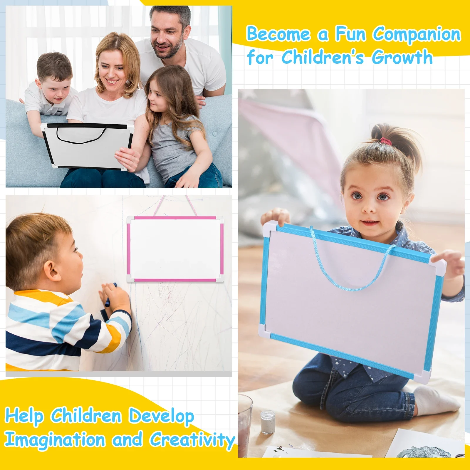 Lavagna cancellabile a secco da 4 pezzi 8 x 12 '' Lavagna bianca magnetica A4 Lavagna bianca cancellabile a secco bifacciale magnetica con cordino incluso - immagine 4