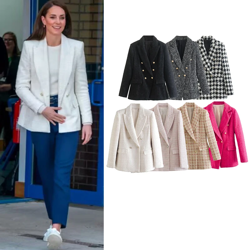 

2023 Spring New Blazers New Chic Fashion Slim V-neck Suit Jacket Women Leisure Street Warm Women Suits Autumn Blazers