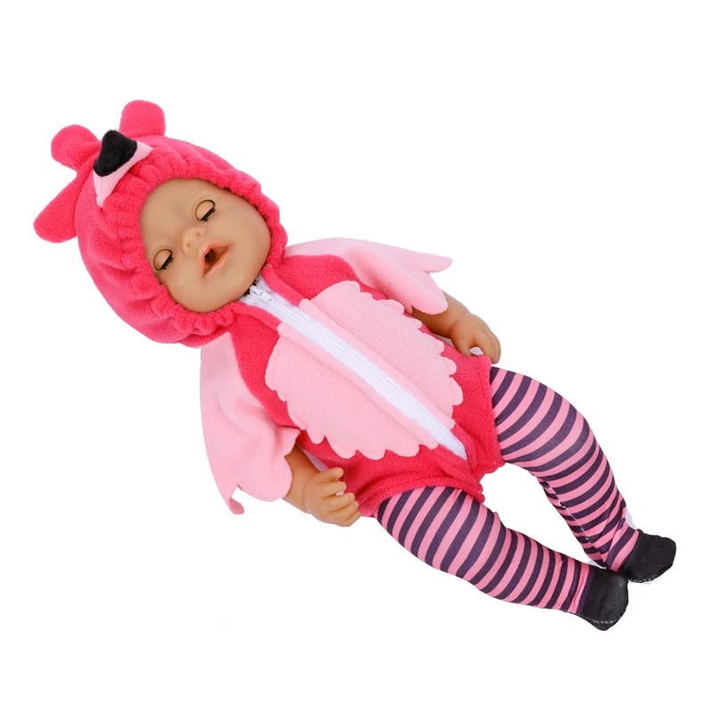 38cm doll clothes for 43cm Bebe doll boy clothes pants blue elephant set for 17" doll fur pajama