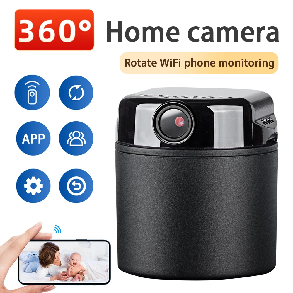 

1080P Mini Wifi Camera Indoor Wireless Cam 360° Horizontal Rotation Security System Camera Panoramic Surveillance Home Nanny Cam