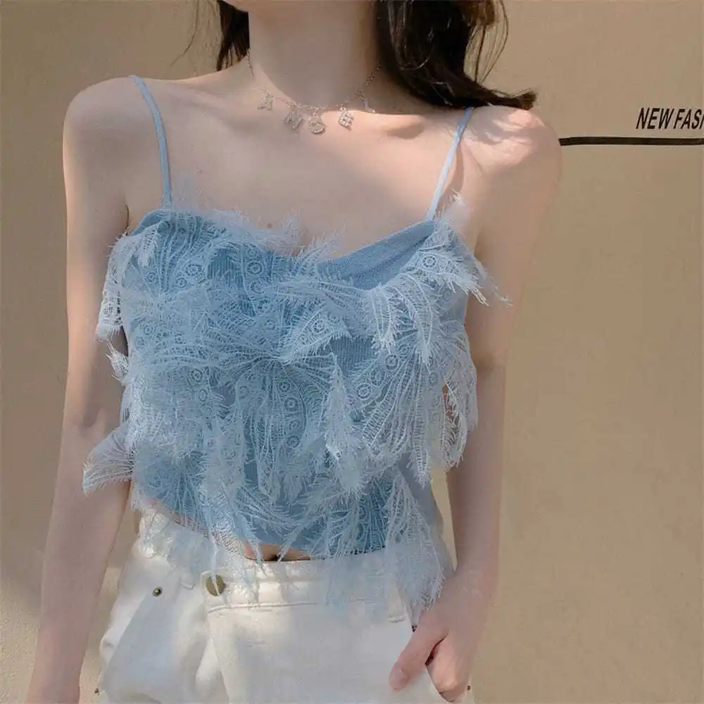 Top for Woman Lace Women's Shirts and Blouses Sexy Clothing Open Back Off Shoulder Sleeveless Simple Cheap Stylish M Tunic 2023
