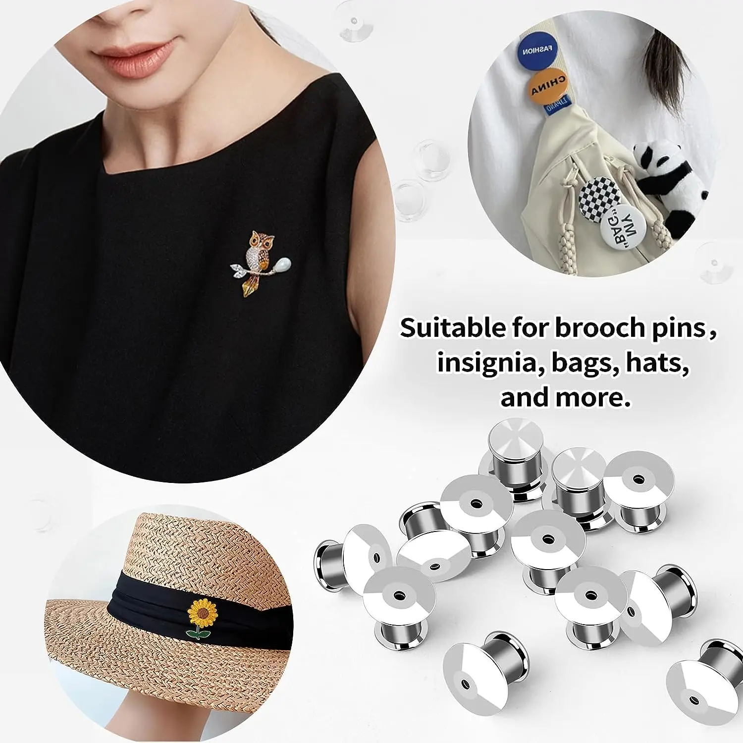 Pin Backs 30/50 Pieces Pin Backs Locking Pin Backs for Enamel Pins Metal Backs Locking Keepers Clasp with Storage Case