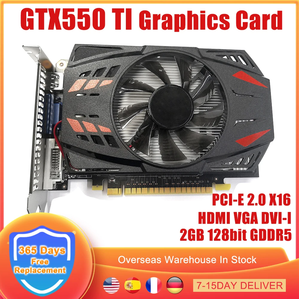 Графическая карта GTX550TI 128 бит 2 ГБ GDDR5 игровая видеокарта для NVIDIA GeForce 550ti GTX 550 Ti PCI-E 0
