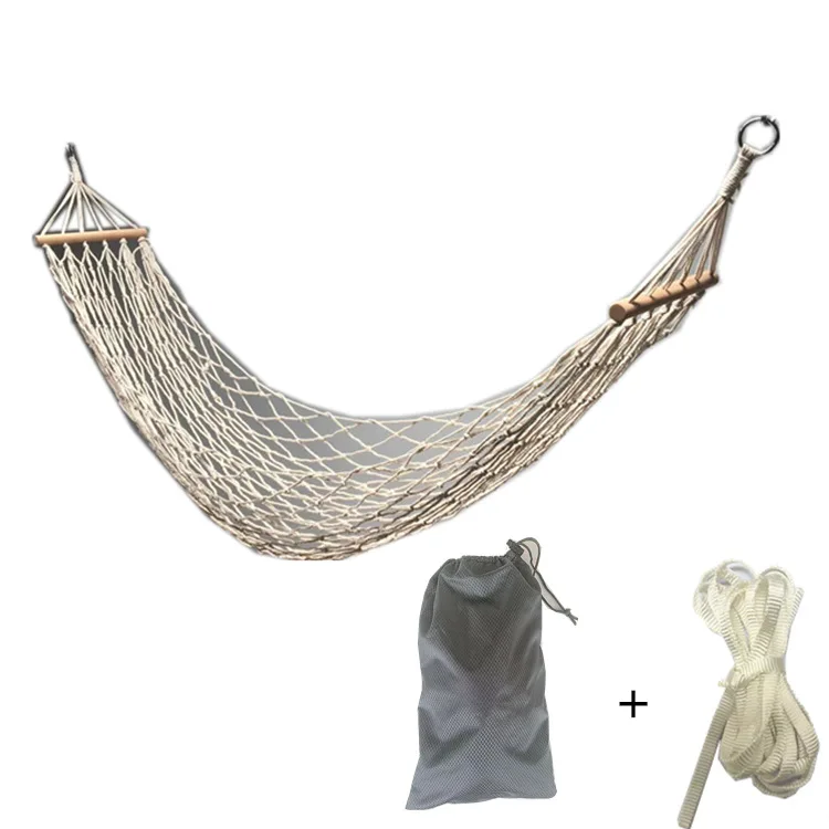 Short wooden stick mesh hammock cotton rope outdoor camping dormitory adult children