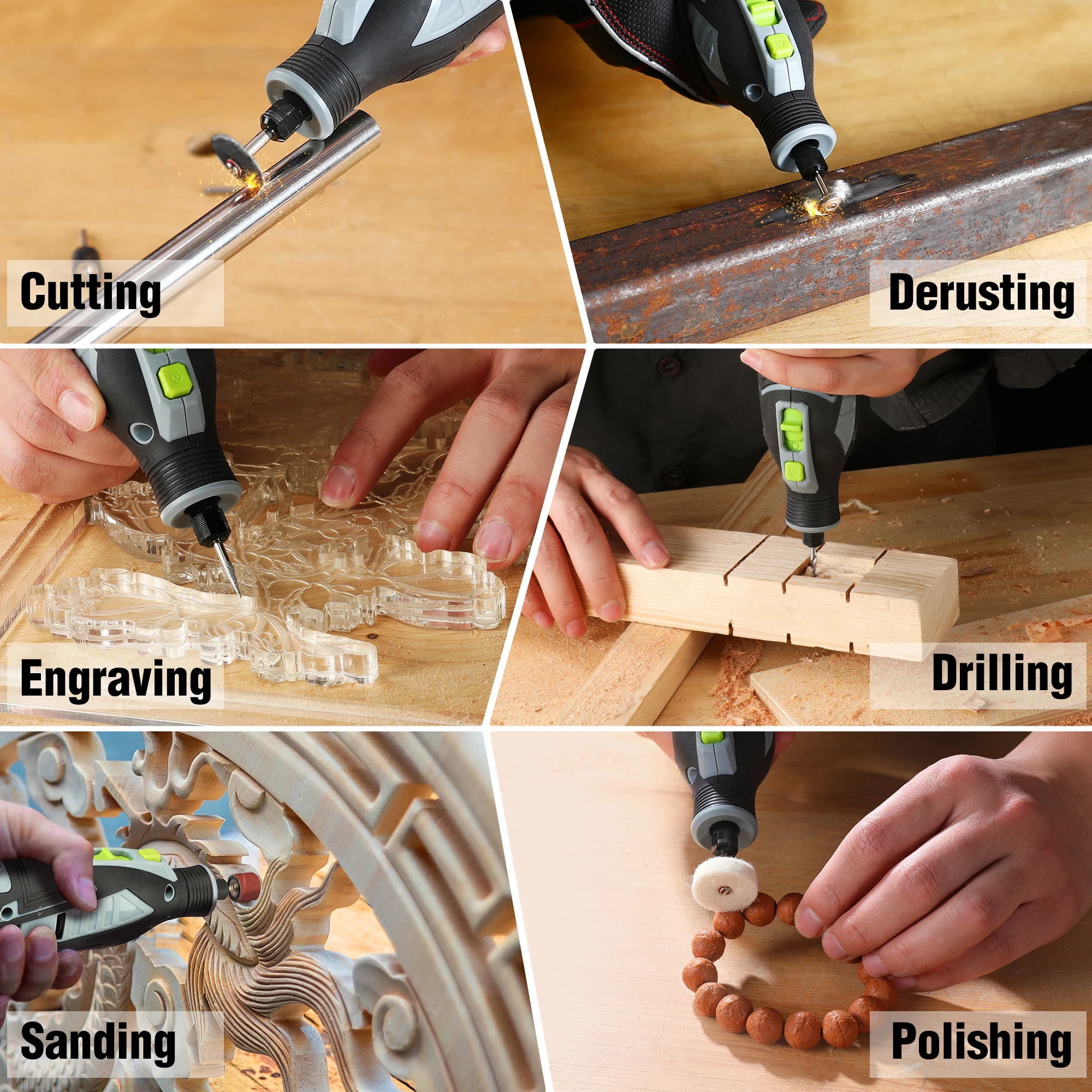 Cordless Rotary Tool 12V 5-speed 2.0Ah Mini Electric Grinder Machine Polishing Tools 114 Accessories With Charger