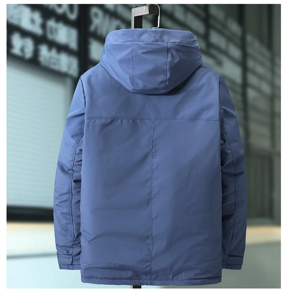 Description Picture 4 of itemCargo Parkas Men Winter Thick Warm Jacket Coats Plus Size 8XL 9XL Fashion Casual Solid Color Jacket Male Outerwear Big Size 9XL