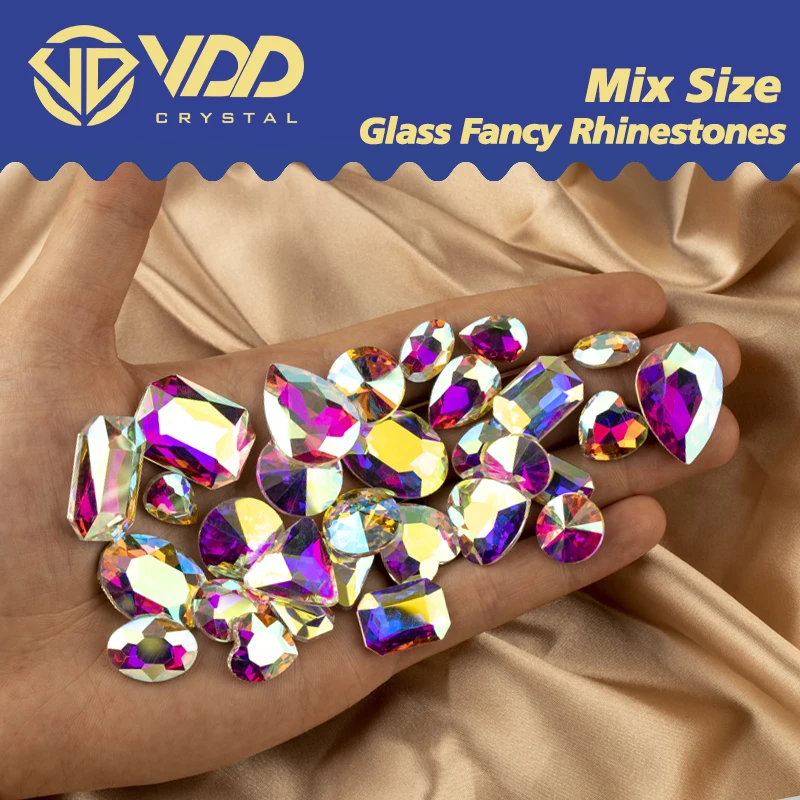 VDD 믹스 크기 모양 유리 멋진 라인 석 크리스탈 Pointback Strass 반짝이 네일 아트에 대 한 반짝이 3D 돌 DIY 공예 장식