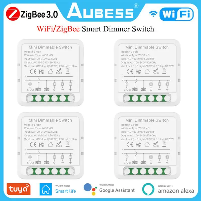 

Умный переключатель Tuya с Wi-Fi и диммером, модуль с поддержкой двухстороннего управления светодиодными лампочками, переключатель с регулируемой яркостью, работает с Alexa Google Home