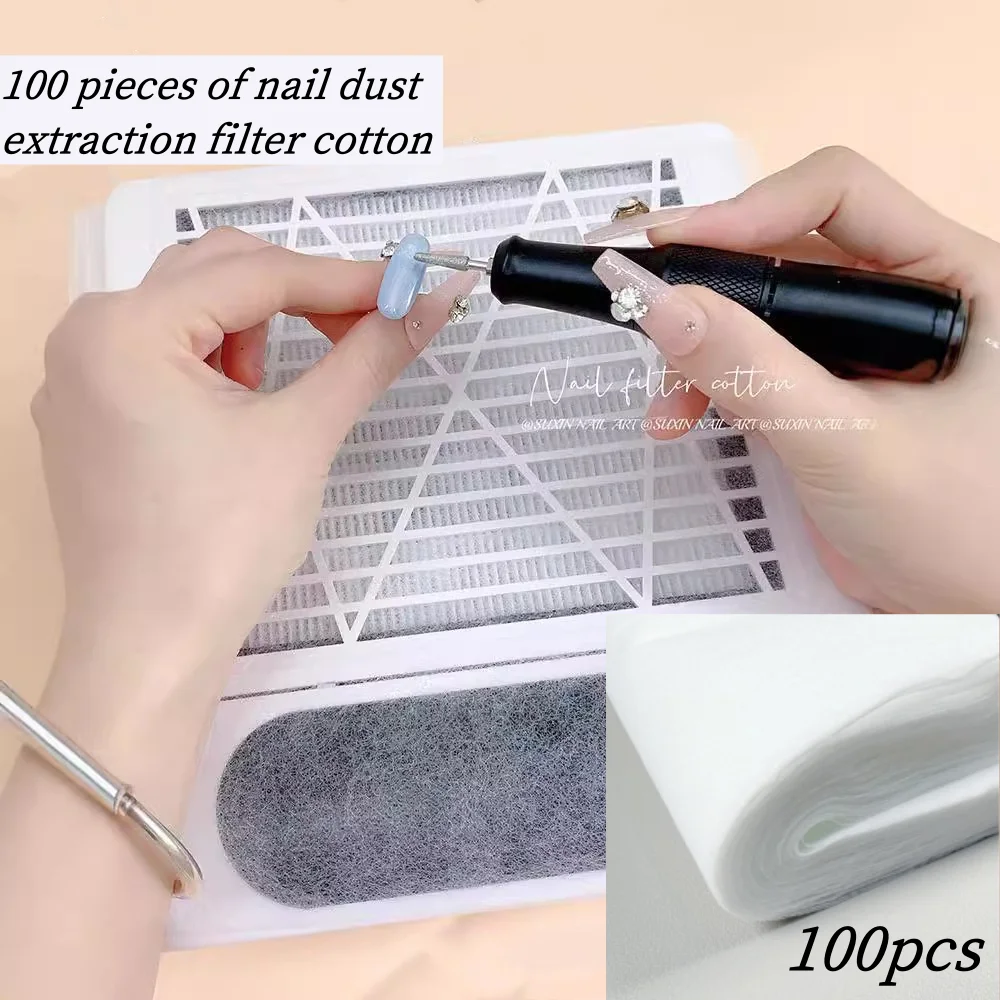 100 Pieces Nail Dust Extraction Accessories-Filter Paper, Dust Filter Cotton, for Nail Vacuum