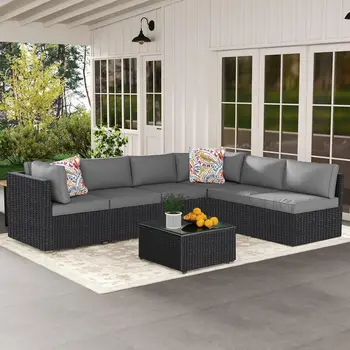 7-Piece All-Weather Rattan Patio Set 1