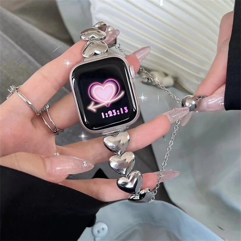 

Браслет металлический из нержавеющей стали для Apple Watch Band, люксовый браслет для iWatch Ultra 8 7 6543 SE, 49 мм 45 мм 41 мм 42 мм 44 мм