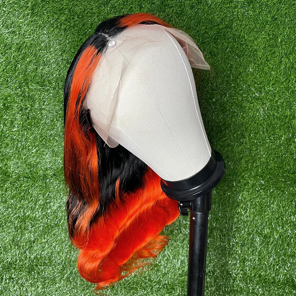 Peluca de cabello humano liso de 13x6 para mujer, postizo de encaje frontal transparente, brasileño, color naranja, rubio miel, 30 pulgadas, 180