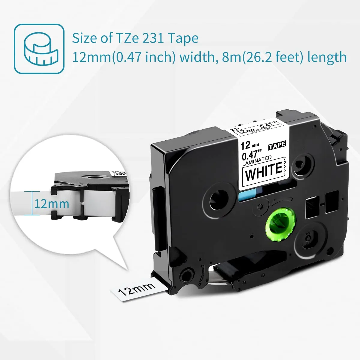 Label Tape 6-24mm Compatible for Brother tze-Label Tape tze231 for Ptouch Label Printer PTH110 H107 P710BT H105 D600 Label Maker