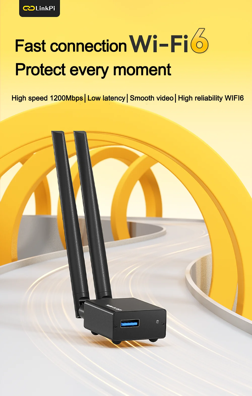 LinkPi 1200Mbps Wireless Network Card Desktop WiFi6 Gigabit 5G Dual-band Network